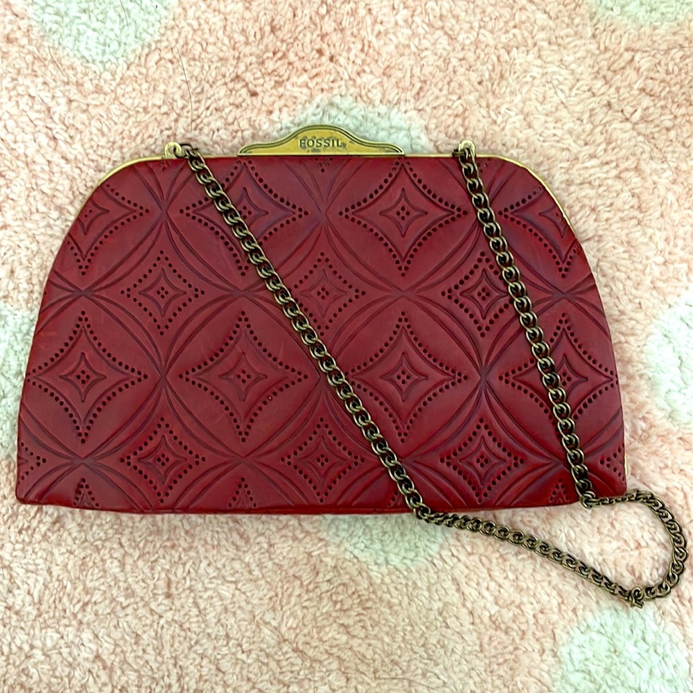 Fossil Burgundy Crossbody w/ Chain Strap | Used Once